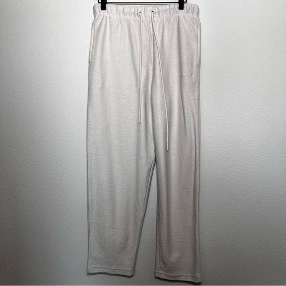 Urban Outfitters Standard Men Cloth Wide Leg Pants Small Cream Pull On Drawcords - Picture 1 of 9